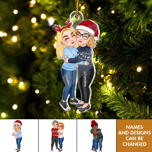 Family - Grandma & Grandkid Hugging - Personalized Acrylic Ornament