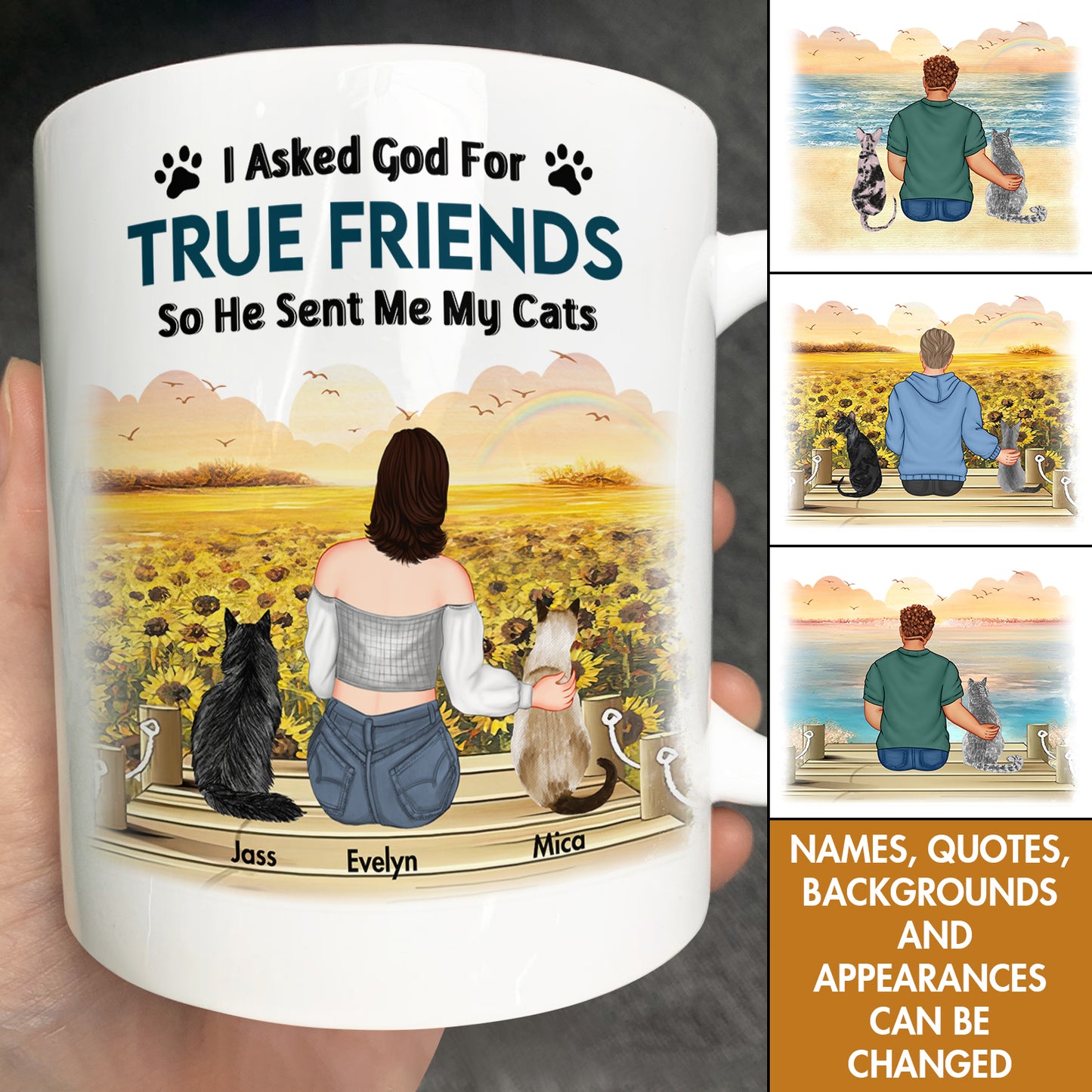 Cat Lovers - I Asked God For A True Friend - Personalized Mug