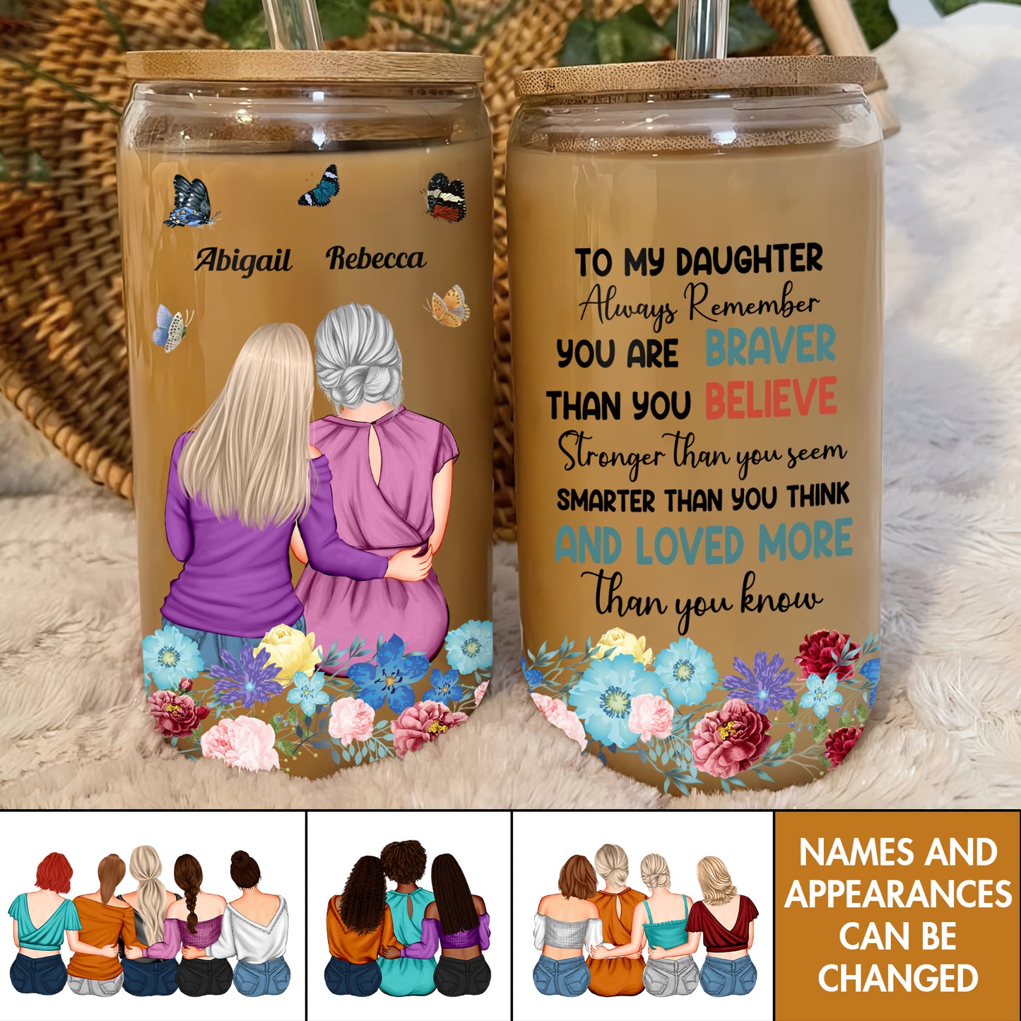 Family - Always Remember You Are Braver - Personalized Clear Glass Can