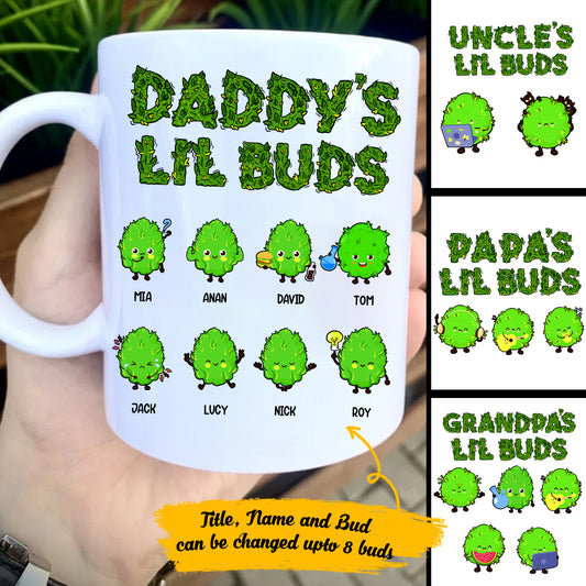 Gift For Grandpa Dad Uncle Family- Daddy's Lil Buds -Personalized Mug Ceramic