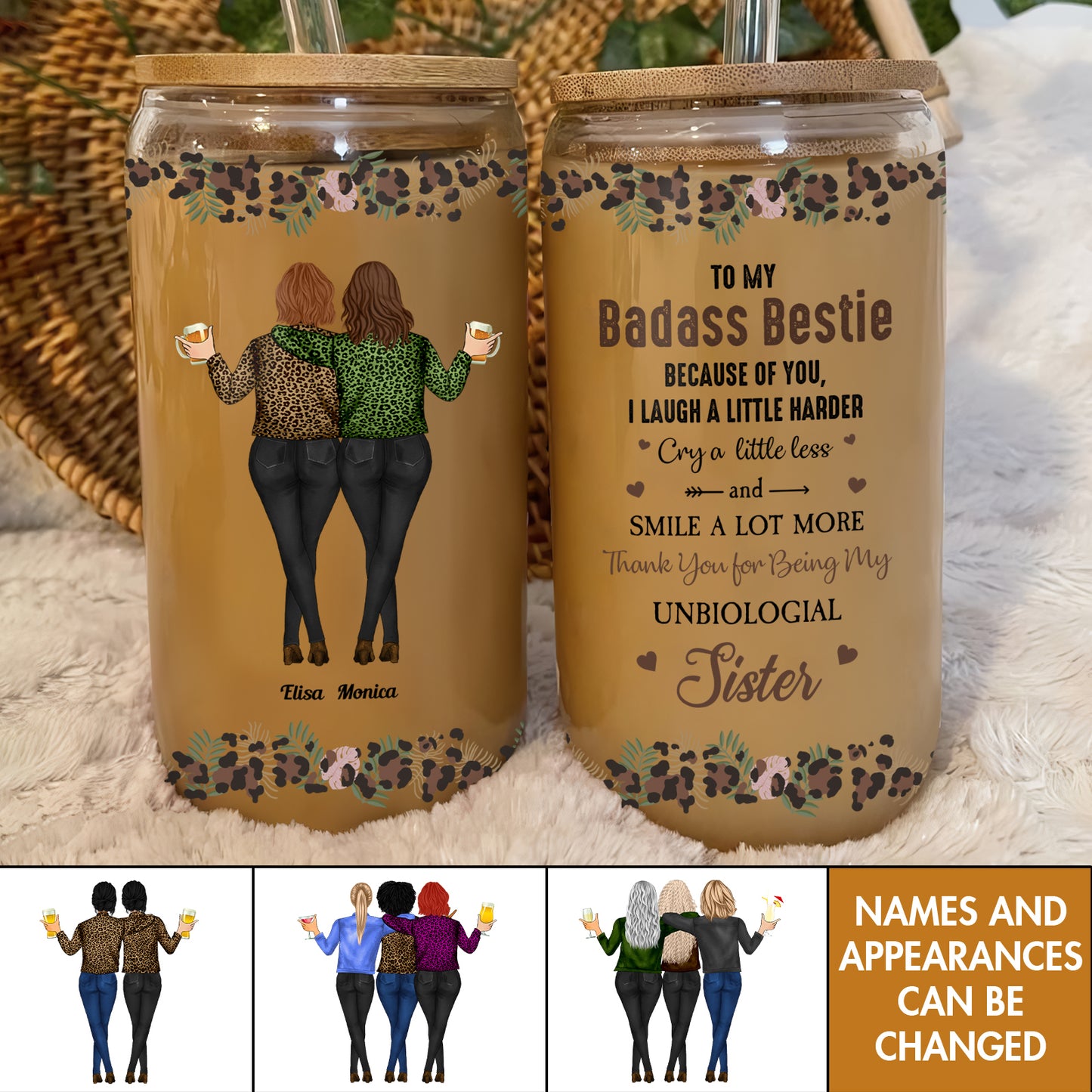 Besties - To My Badass Bestie - Personalized Glass Can