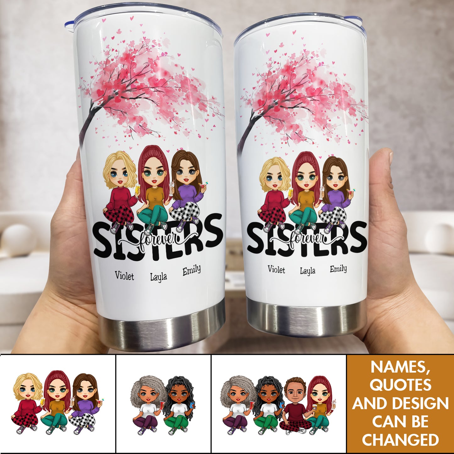 Family - Sisters Forever - Personalized Tumbler