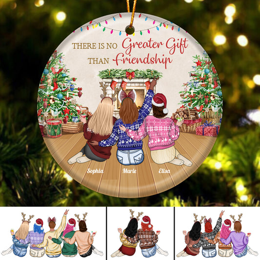 Friends - There Is No Greater Gift Than Friendship - Personalized Ceramic Round Shaped (Ver 2)