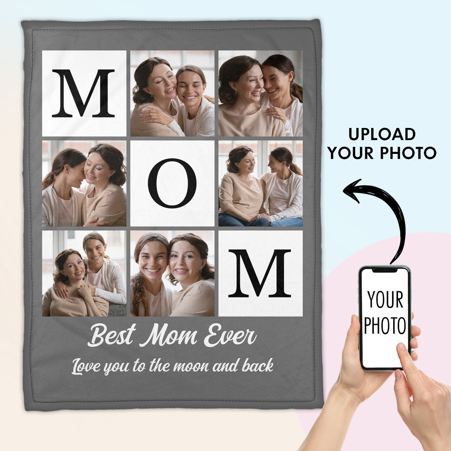 Mother - Best Mom Ever Love You To The Moon And Back - Photo Personalized Blankets