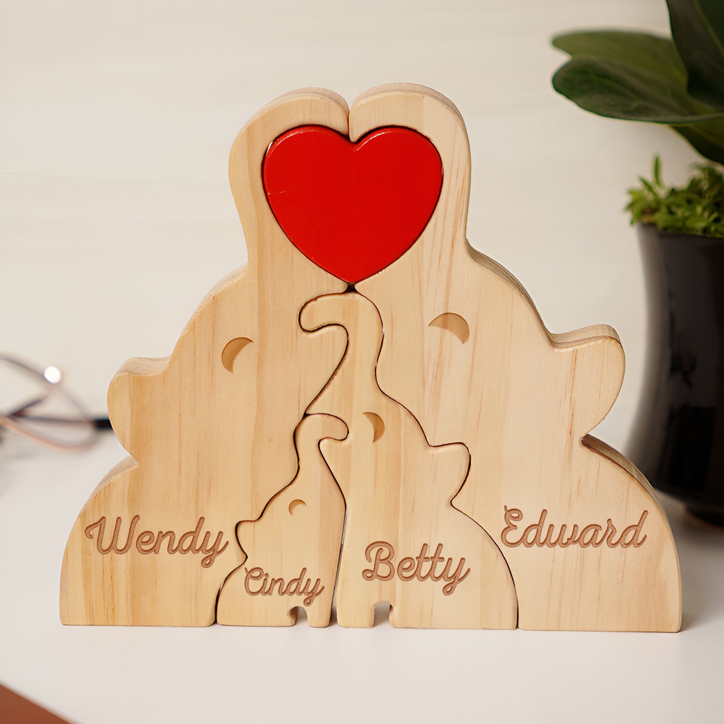Family - Love Elephant Family - Personalized Wooden Puzzle