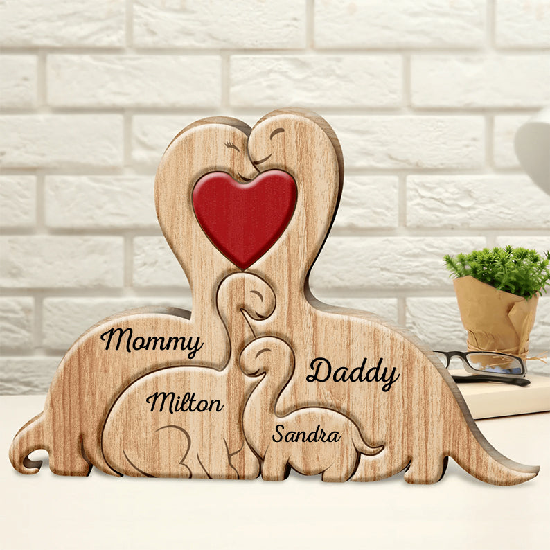 Family - Family Dinosaurs - Personalized Wooden Puzzle