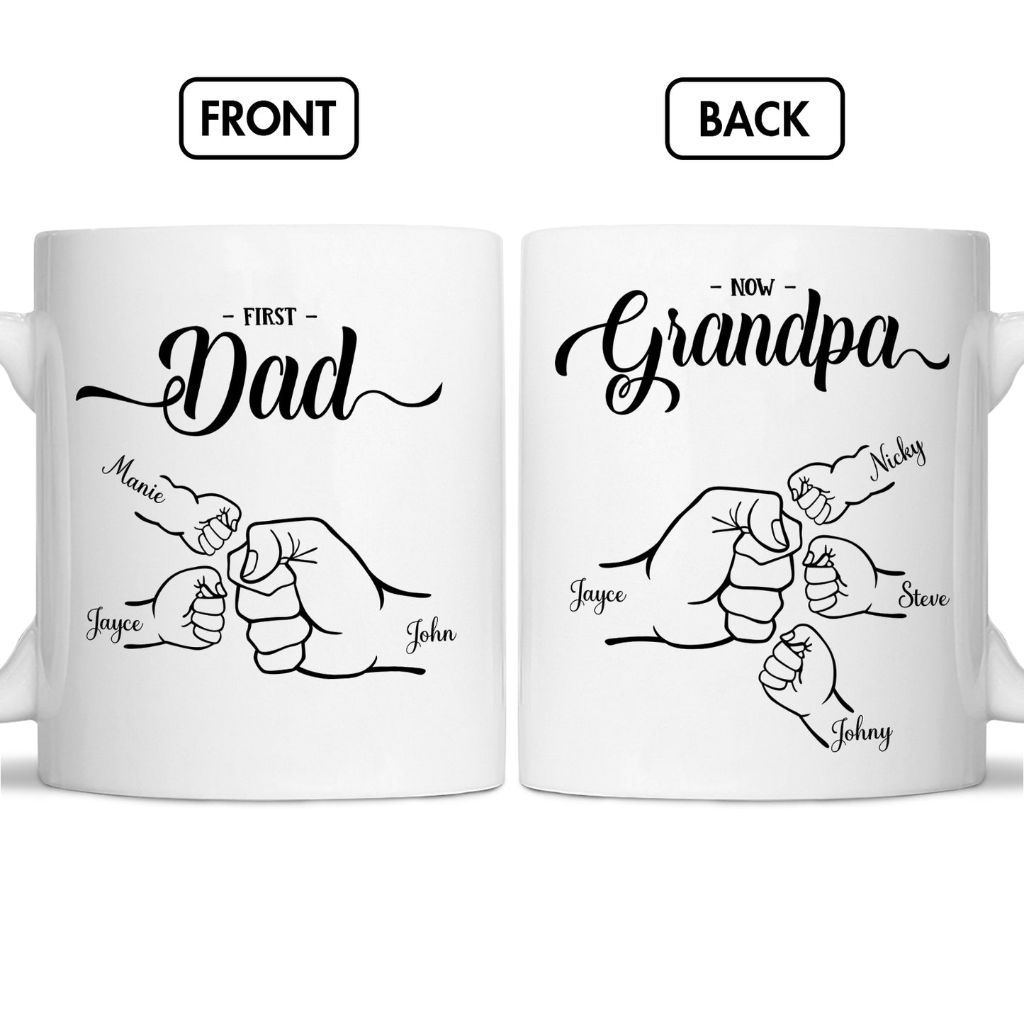 Family - First Dad Now Grandpa - Personalized Mug