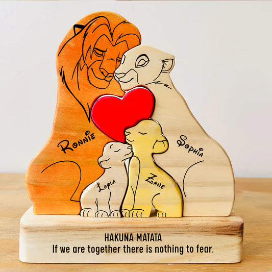 Family - The Lion Pet - Personalized Wooden Puzzle