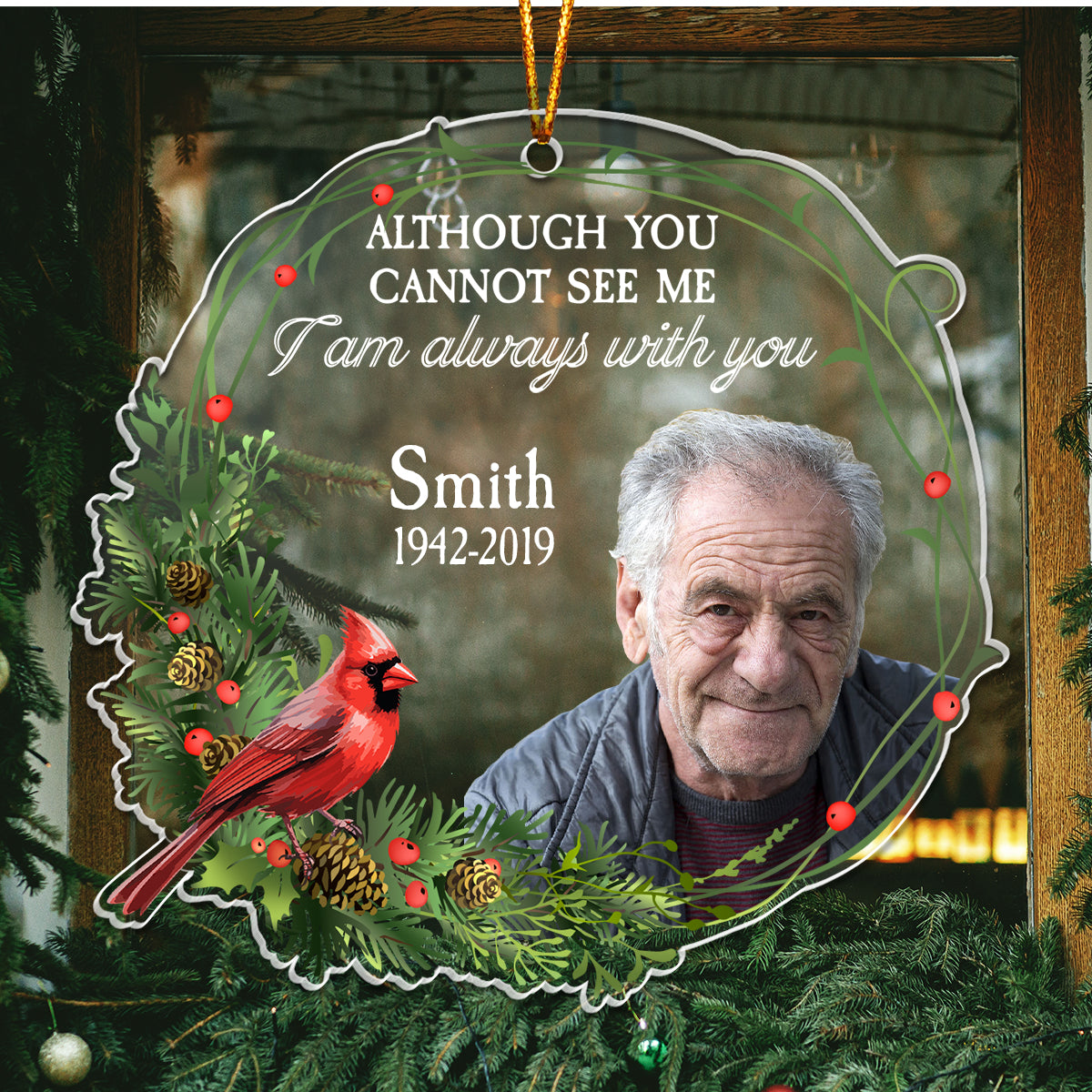 Friends- Although you cannot see me I am always with you - Personalized Custom Shaped Acrylic Photo Ornament