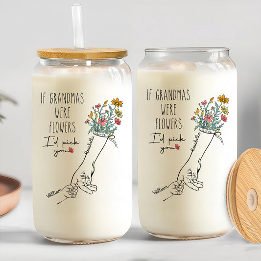 Family - If Grandmas Were Flowers - Personalized Clear Glass Can