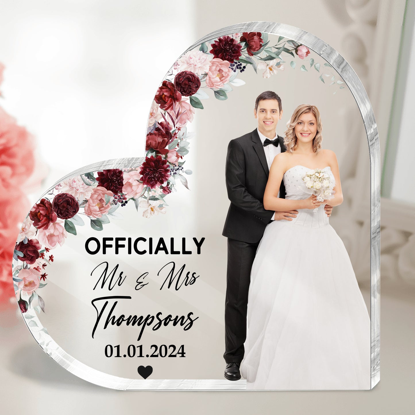 Couple - Officially Mr & Mrs - Personalized Acrylic Photo Plaque
