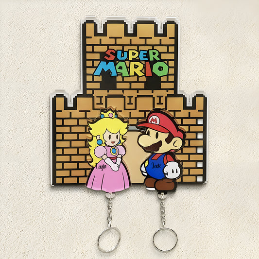 Couple - Cute Cartoon Characters - Personalized Key Hanger And Keychain
