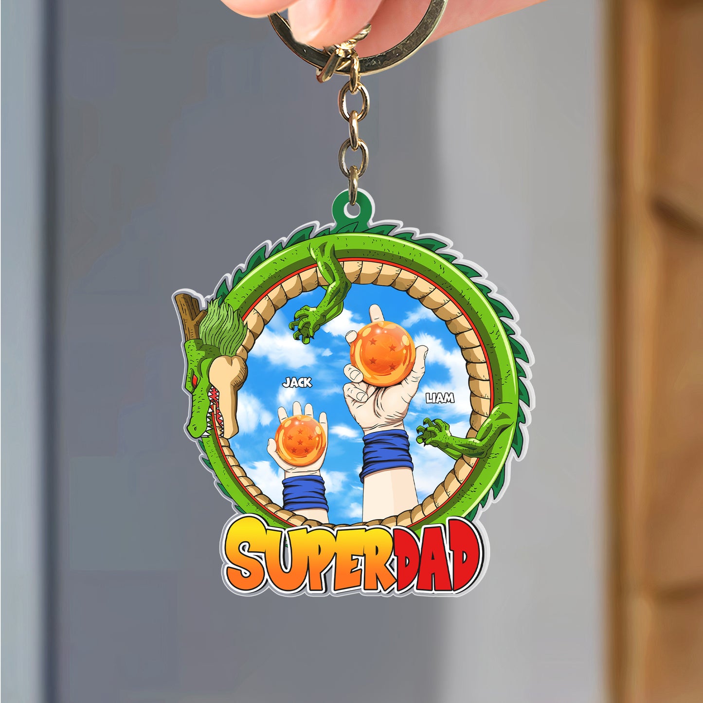 Father - Super Dad - Personalized Keychain