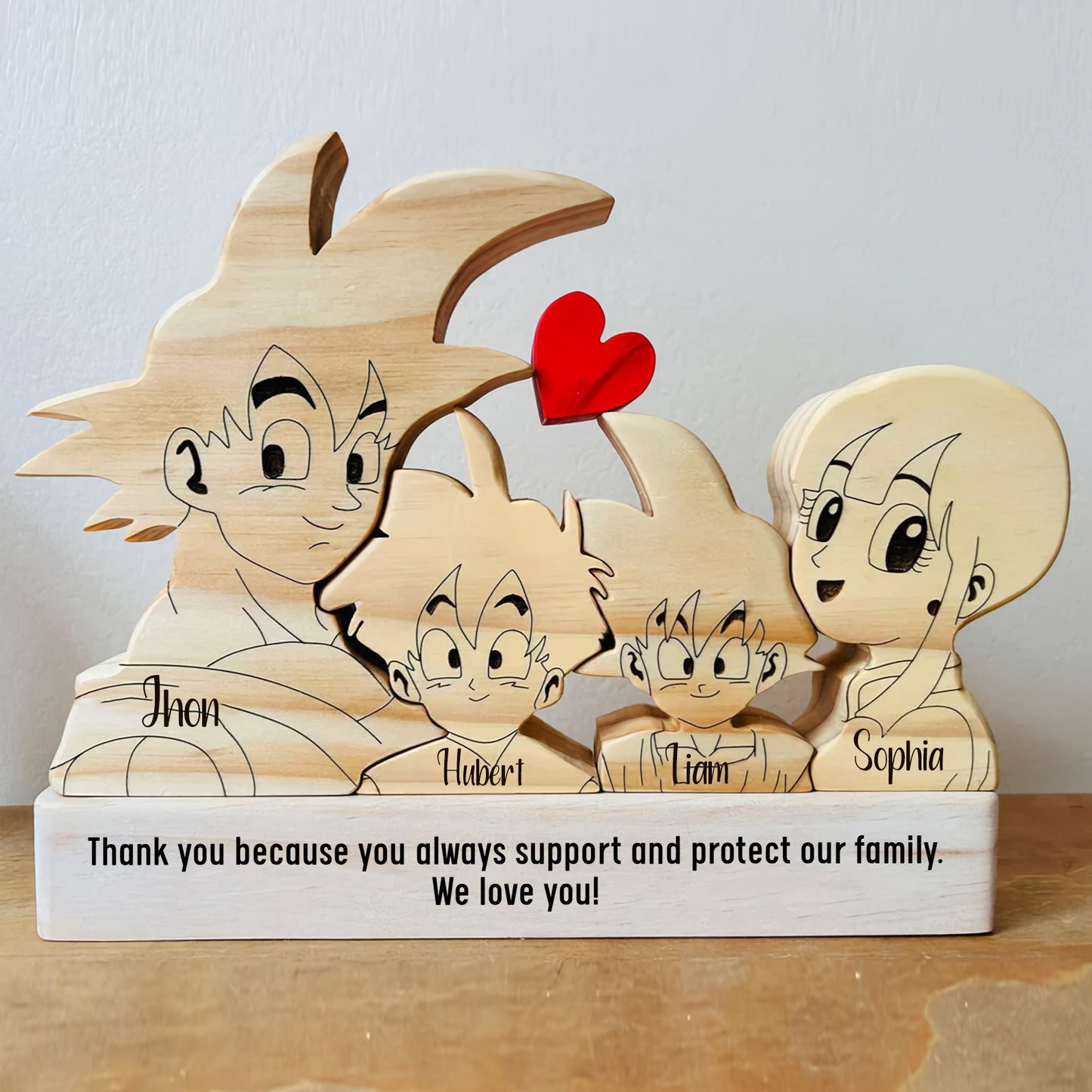 Family -  Cute Cartoon Characters DBZ - Personalized Wooden Puzzle