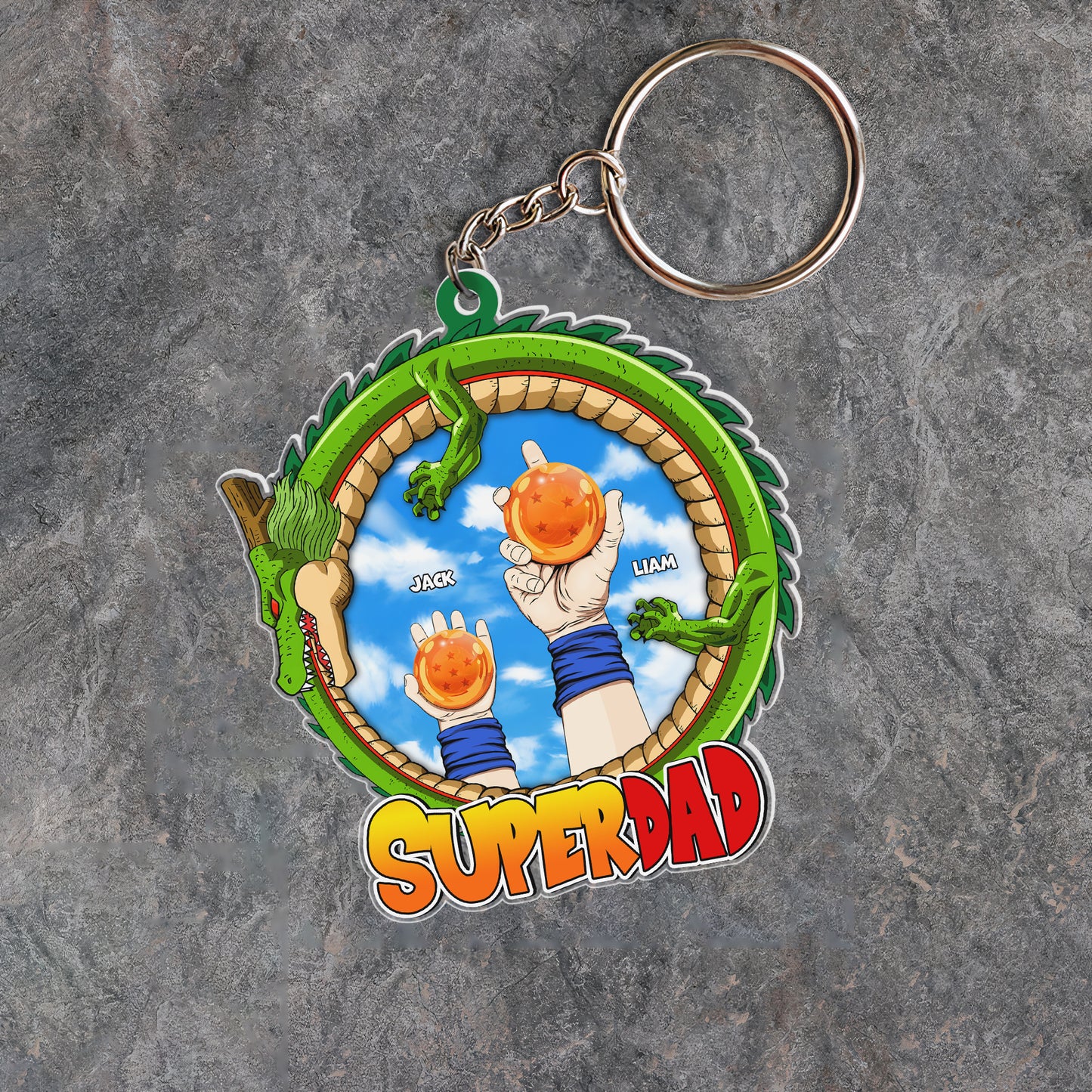 Father - Super Dad - Personalized Keychain