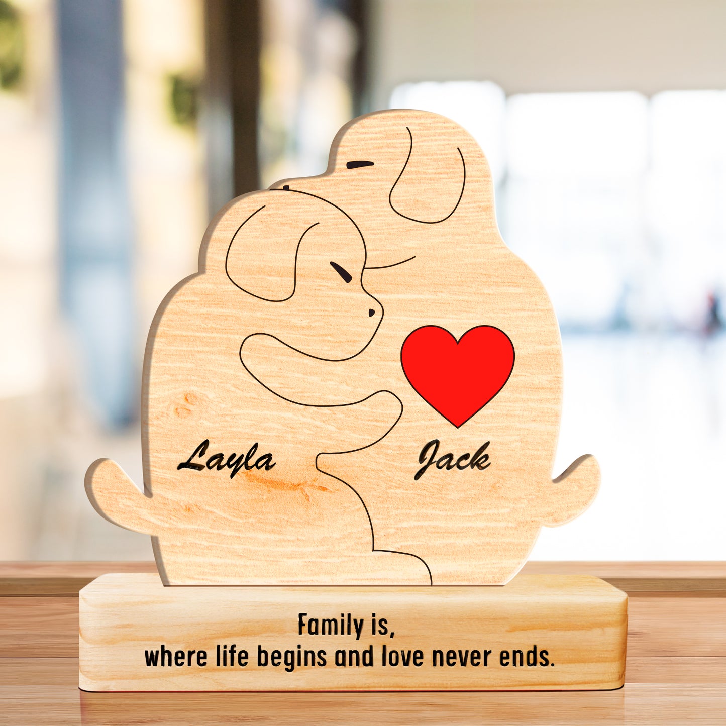 Family - Cute Dog Family - Personalized Wooden Puzzle