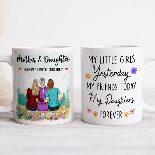 Mother And Daughter Forever Linked Together - Personalized Mug