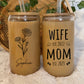 Mother's Day - Wife Mom Est Birthflower - Personalized Clear Glass Can