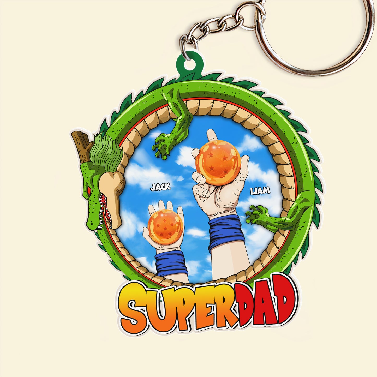 Father - Super Dad - Personalized Keychain