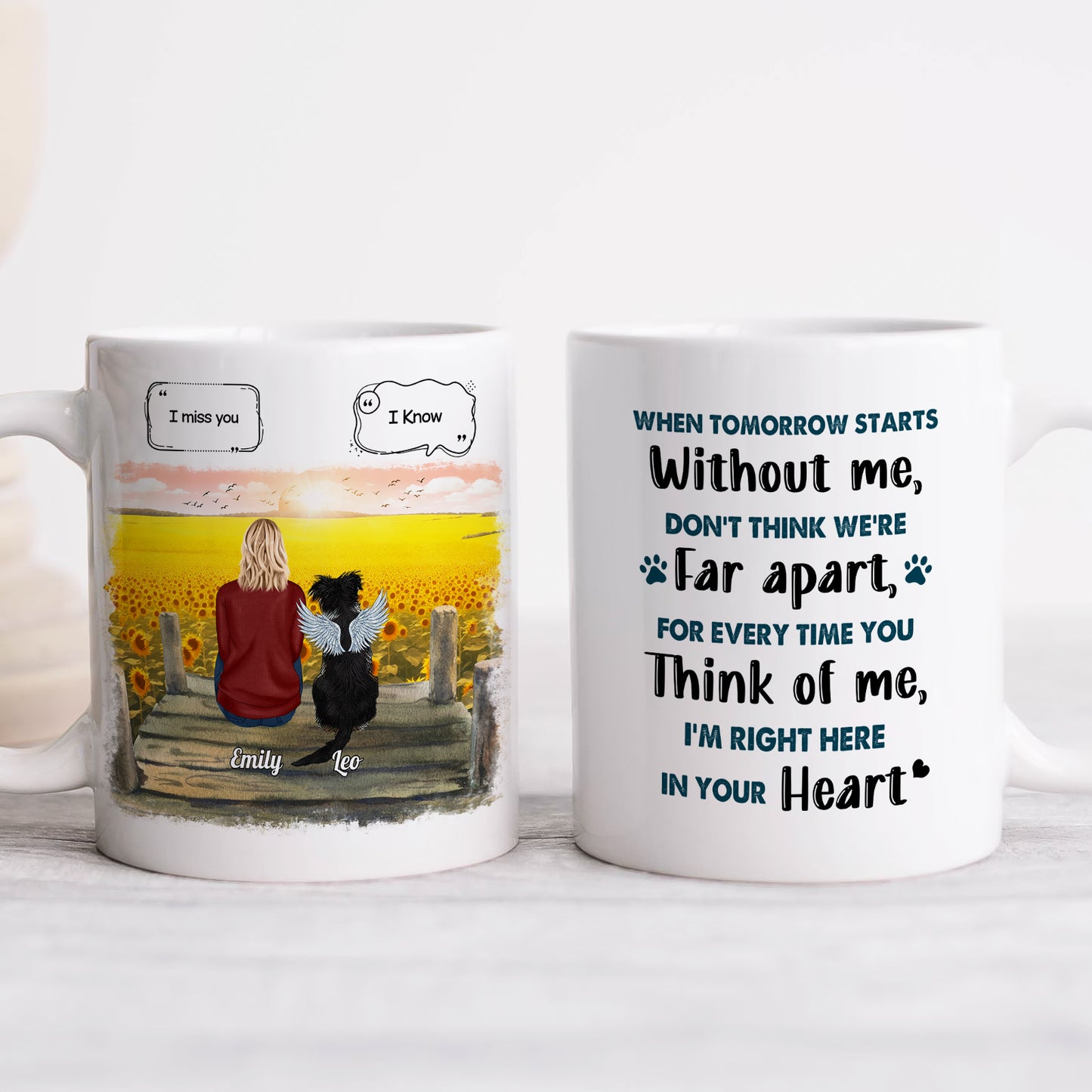 Memorial Gift For Cat Lovers, Dog Lovers - When Tomorrow Starts Without Me, Don't  Think We're Far Apart, For Every Time You Think Of Me, I'm Right Here In Your Heart- Personalized Mug