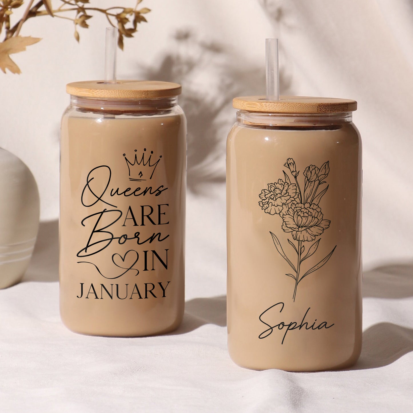 Queens Are Born In Month Birth - Personalized Clear Glass Can