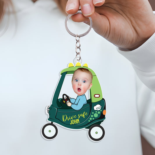 Custom Photo Drive Safe Daddy - Birthday, Loving Gift For Dad, Father, Papa, Grandpa - Personalized Acrylic Car Hanger