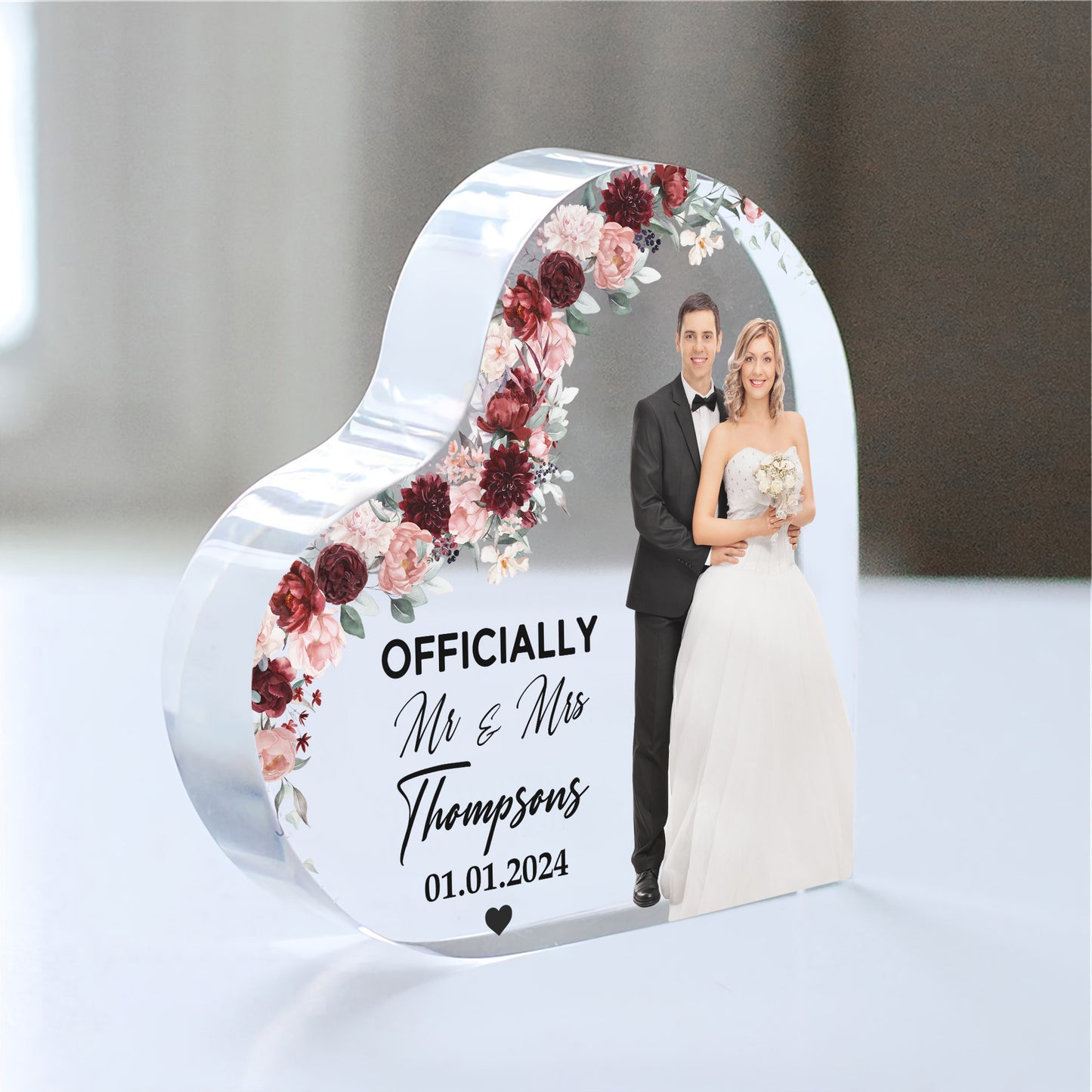 Couple - Officially Mr & Mrs - Personalized Acrylic Photo Plaque