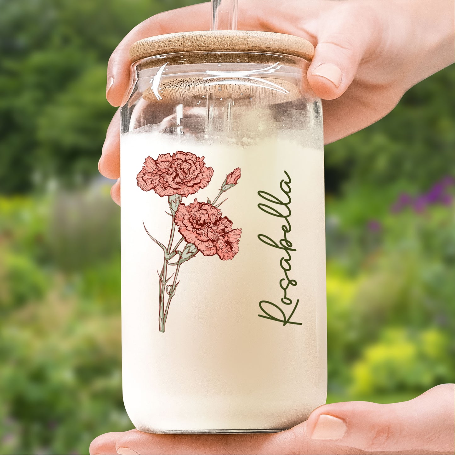 Birth Flower Birthday - Personalized Clear Glass Can