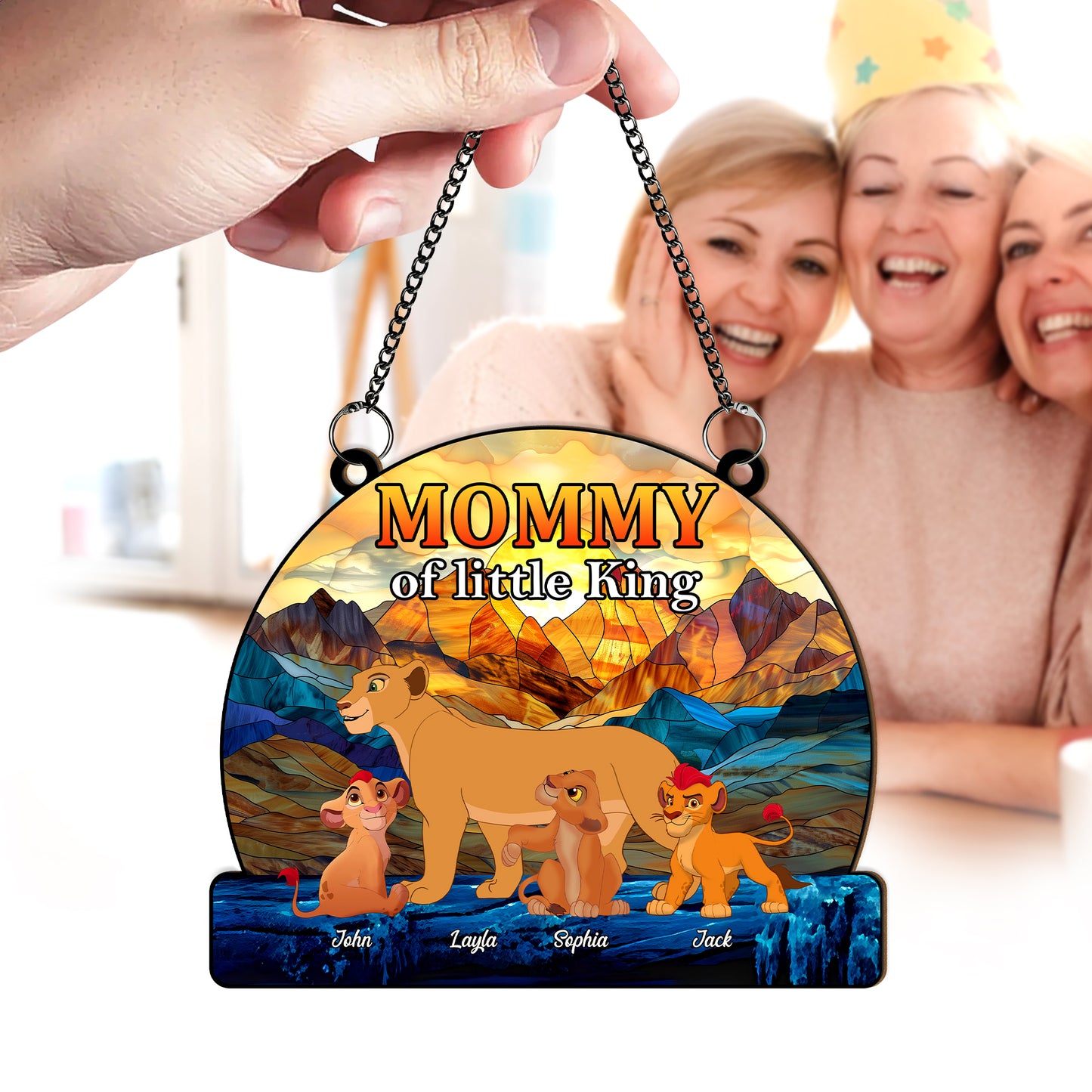 Mother - Mommy Of Little Kings - Personalized  Hanging Suncatcher Ornament