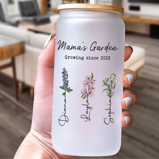 Family - Mama's Garden - Personalized Clear Glass Can