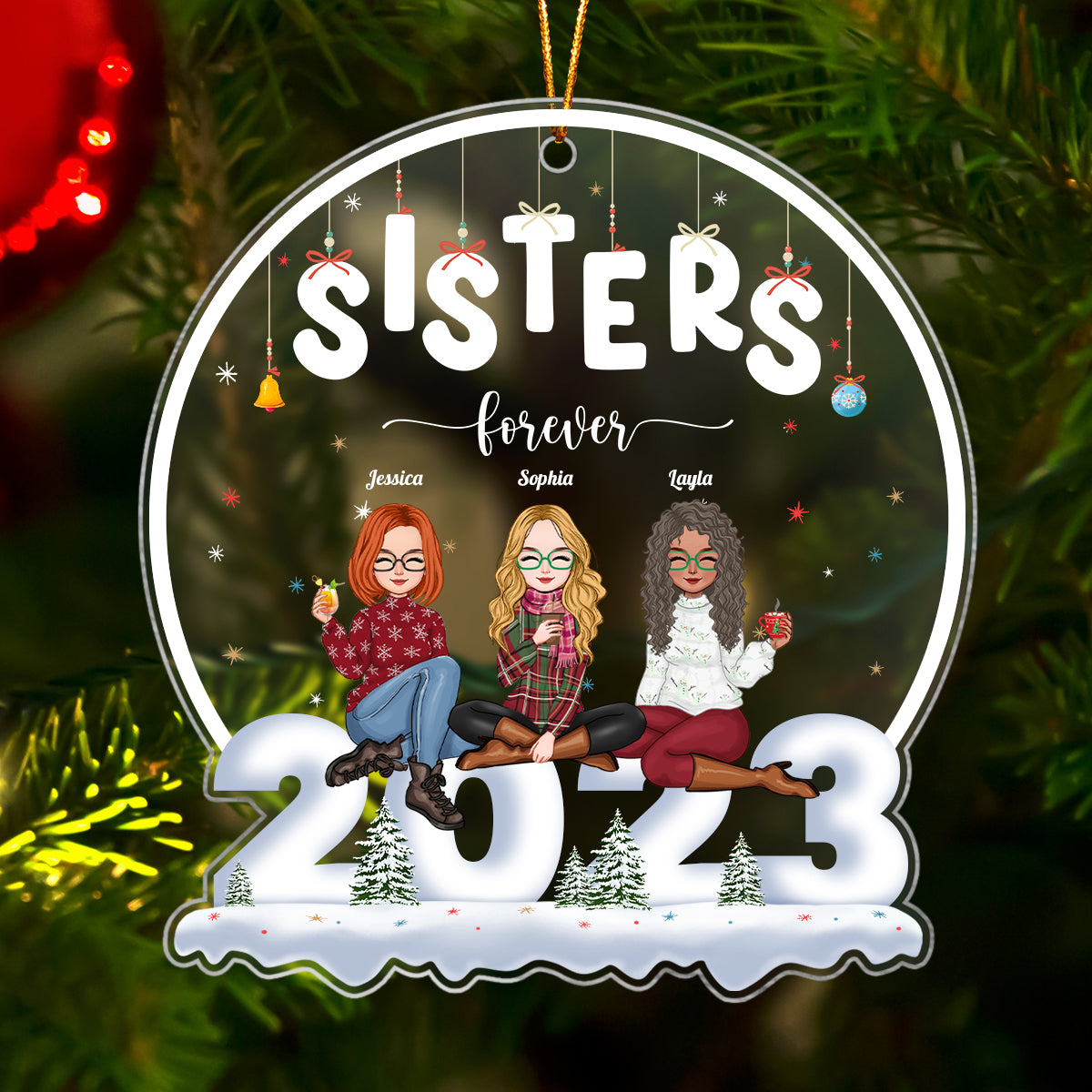 2023 Besties Forever - Personalized Shaped Acrylic Ornament