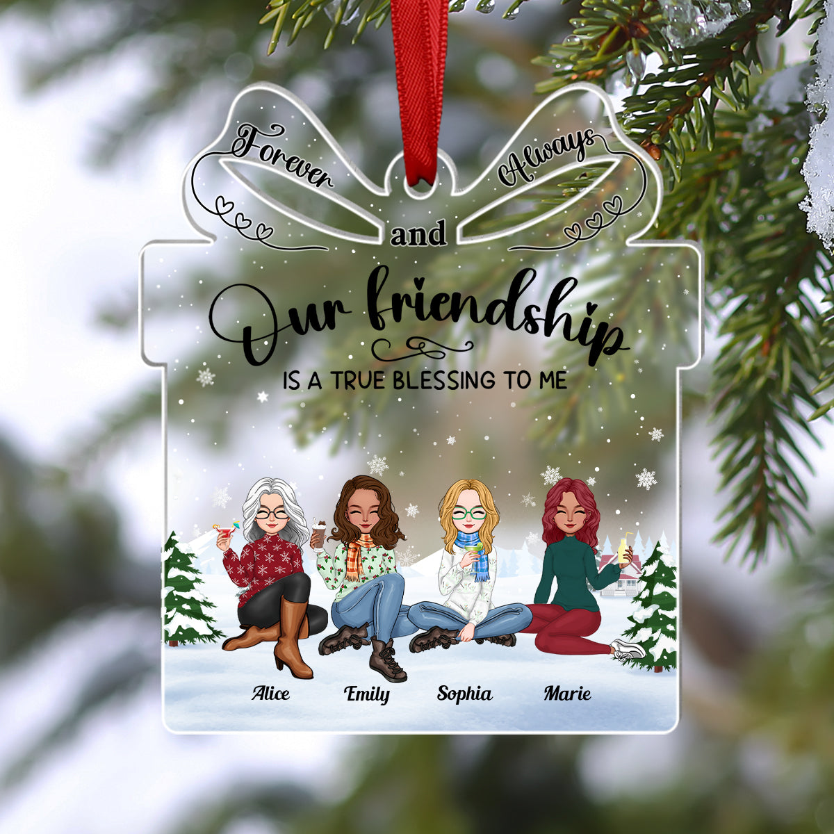 Our Friendship Is A True Blessing To Me - Personalized Acrylic Ornament (Ver 3)