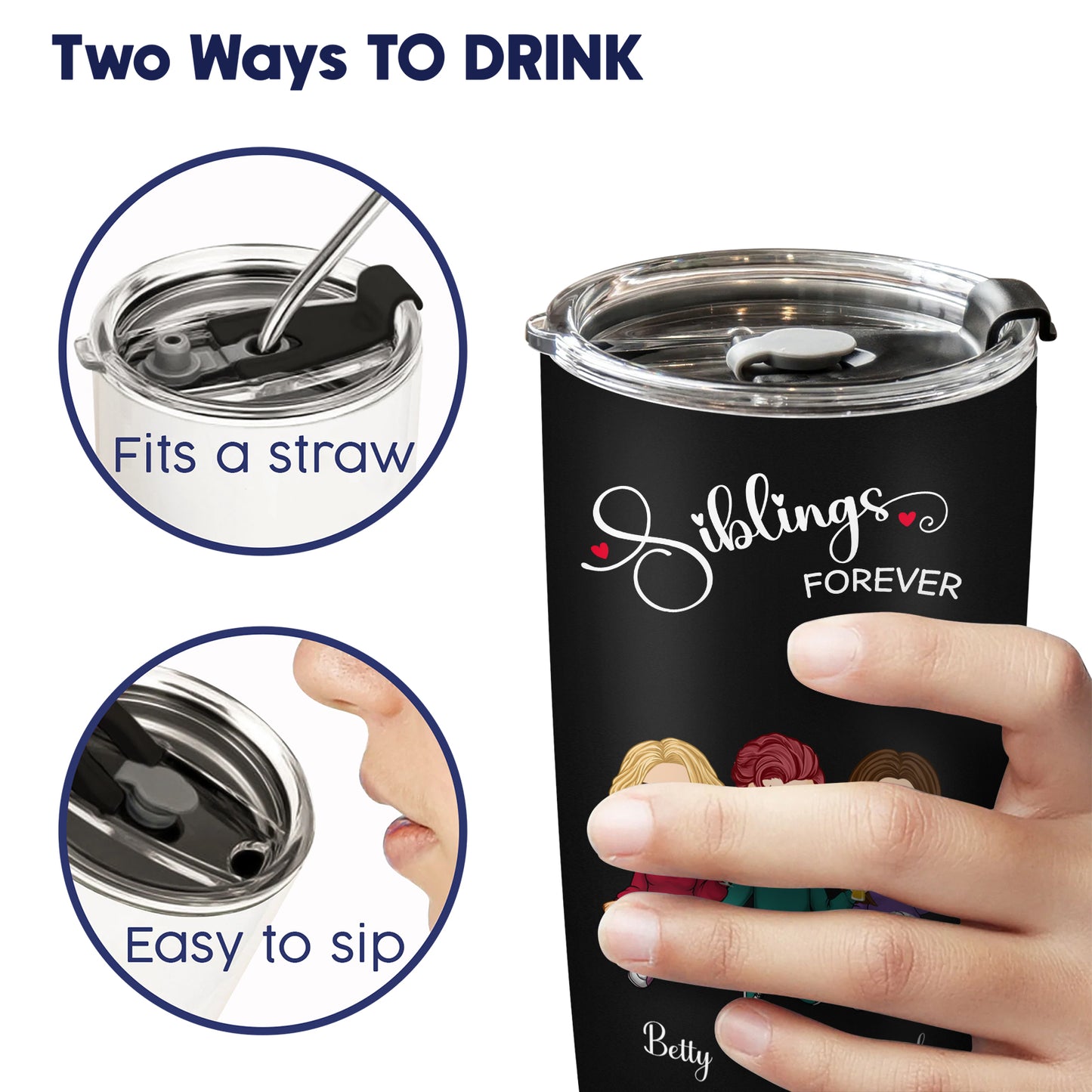 Customizable Stainless Steel Tumbler for Siblings - 20oz