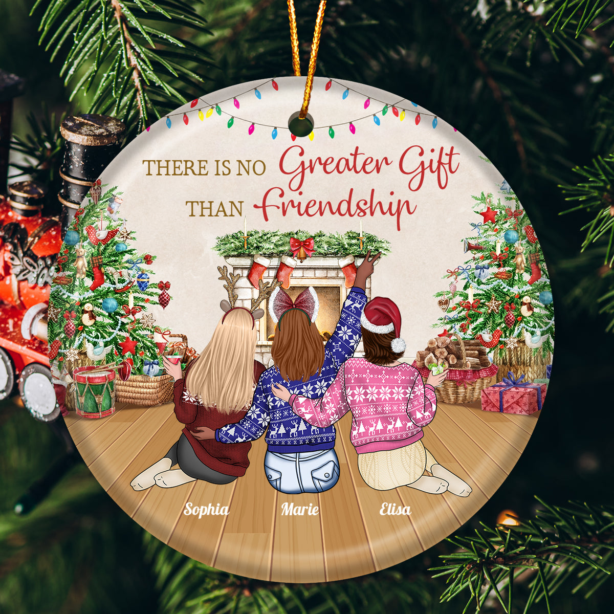 Friends - There Is No Greater Gift Than Friendship - Personalized Ceramic Round Shaped (Ver 2)