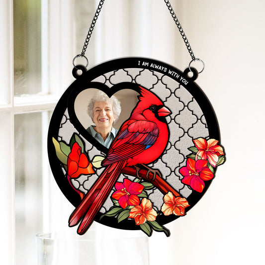 Family - Cardinal I'm By Your Side - Personalized Window Hanging Suncatcher Ornament