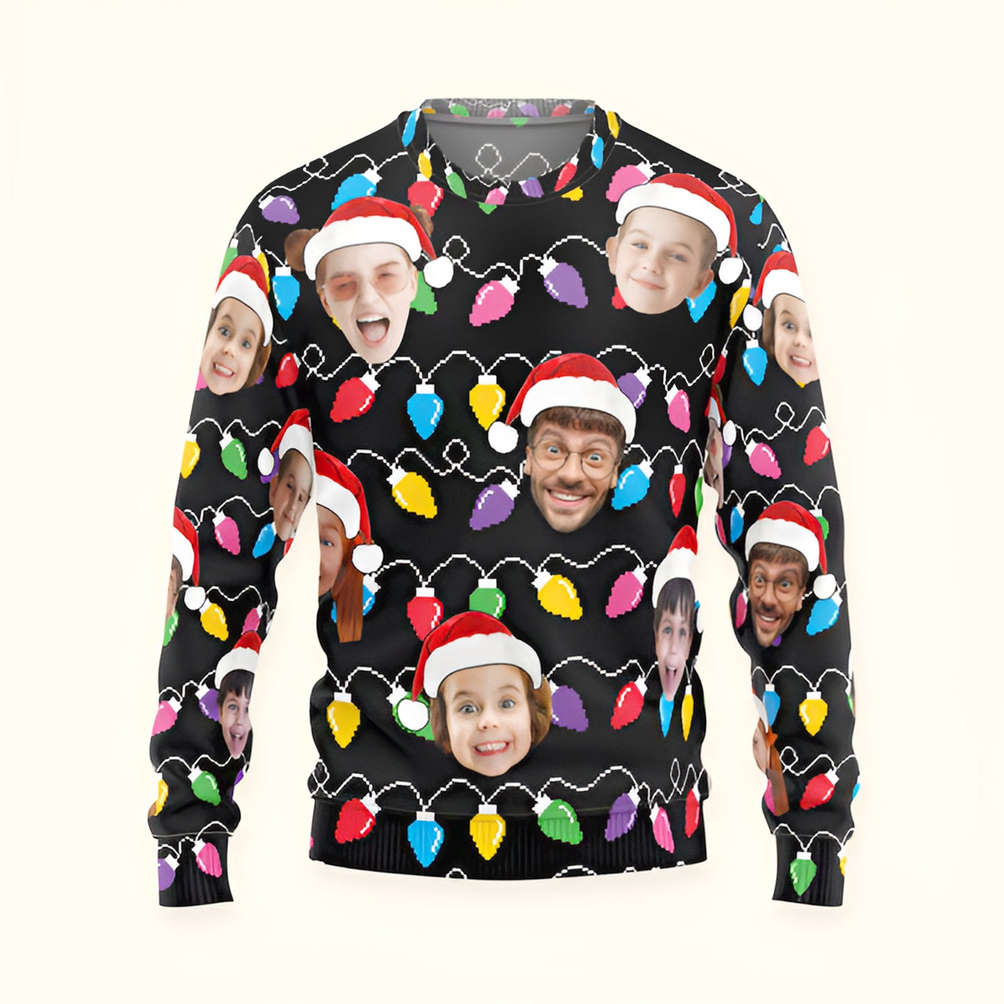 Family - Custom Face Christmas Family Silly Xmas Leds - Personalized Sweater