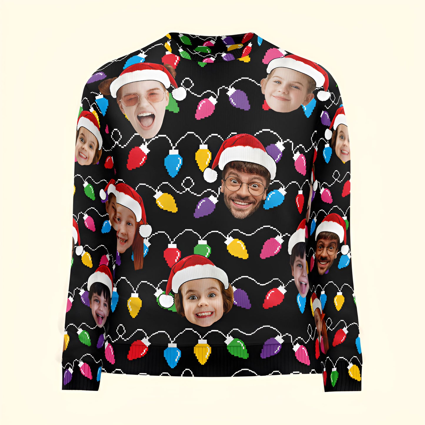 Family - Custom Face Christmas Family Silly Xmas Leds - Personalized Sweater