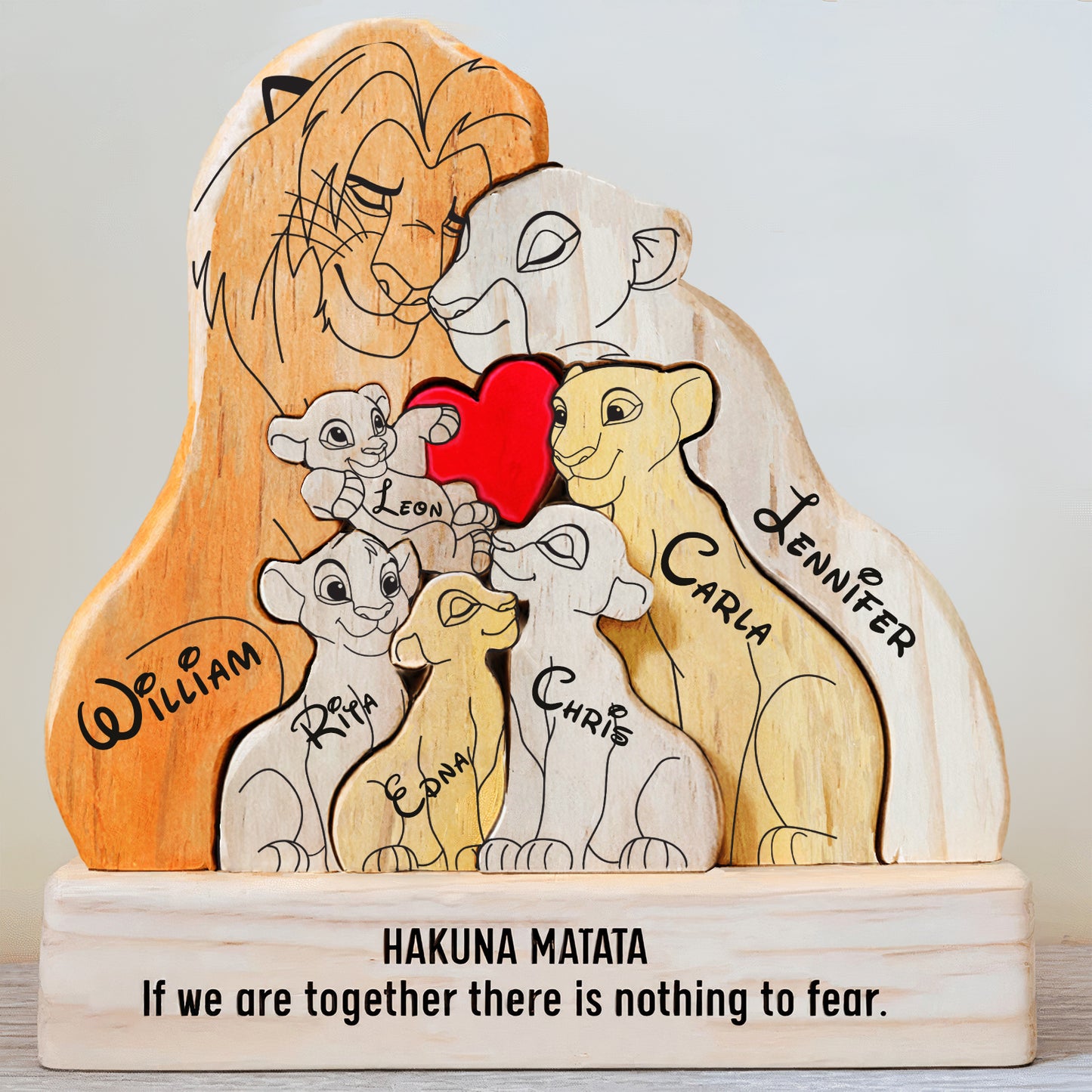 Family - The Lion Pet - Personalized Wooden Puzzle ( Ver 2)