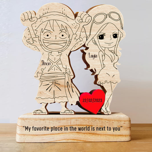 Family - Cutest Anime Couple Characters - Personalized Wooden Puzzle