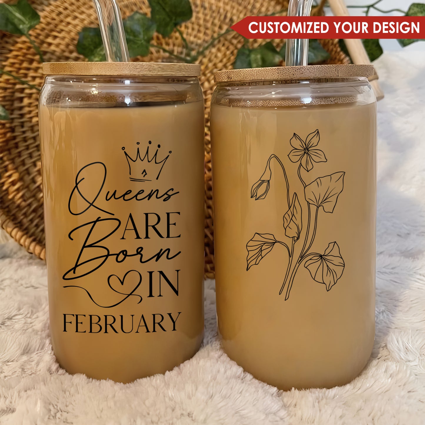 Queens Are Born In Month Birth - Personalized Clear Glass Can